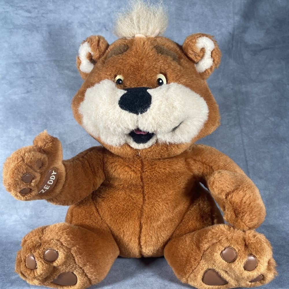 Zellers Zeddy Teddy Bear Plush Mascot 13" Vtg 1989 Cuddle Wit Canadiana !